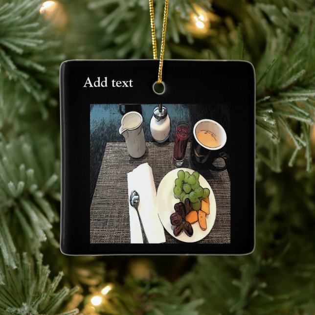 Frukt och kaffe julgransprydnad keramik (Träd)