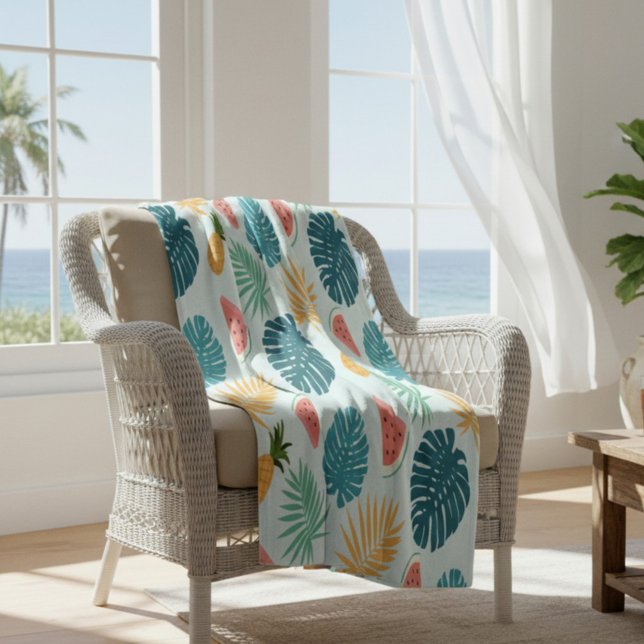 Frukt och sommar tropiskt mönster flanellfilt fleecefilt (Skapare uppladdad)