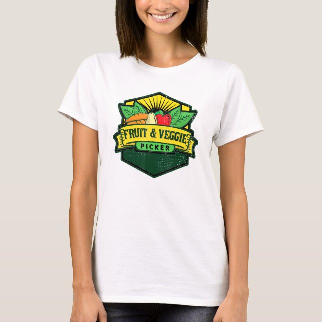 Frukt och Veggie Picker Fruit Farmer Vegan T Shirt (Framsida)