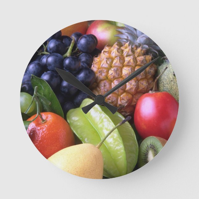 Frukt och Veggies Clock Rund Klocka (Framsida)