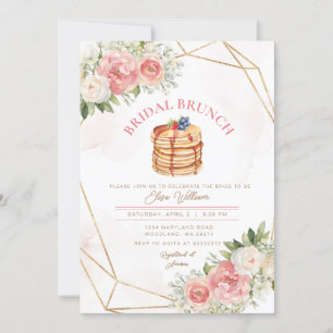 Frukt Pancake Rosa Blommigt Möhippa Brunch Inbjudningar