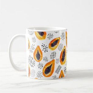 Frukt Papaya: abstrakt vattencolor mönster. Kaffemugg