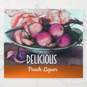 FRUKT/PEACHES Peach Liqueur Spritflaskor Etikett