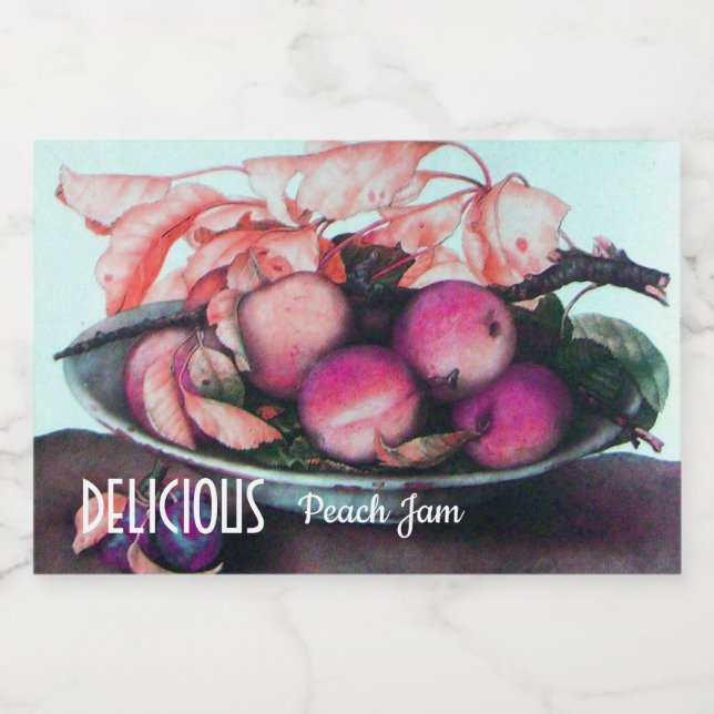 FRUKT/PEACHES Peach Sylt Preserve Mat Etiketter (Singel etikett)