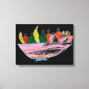 Frukt Salad lustig tecknad konst Canvastryck