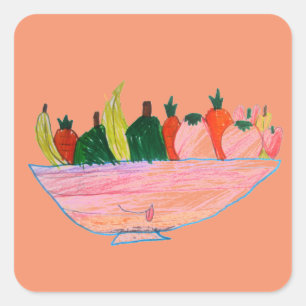 Frukt Salad lustig tecknad konst Fyrkantigt Klistermärke