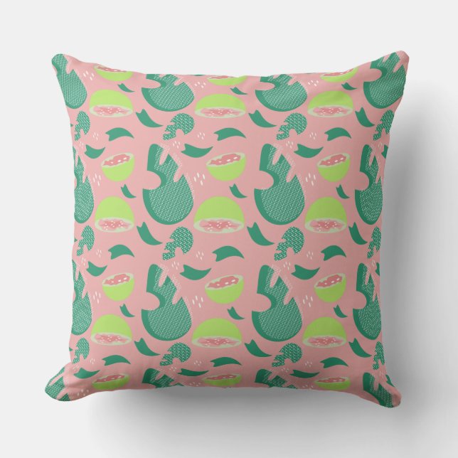 Frukt Summer Guava Rosa Monstera Mönster Kudde (Framsida)