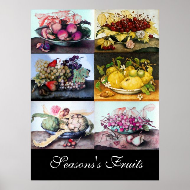 Frukt tallrikar /Körsbär,Citron,Vinbär ,Artichokar Poster (Framsidan)