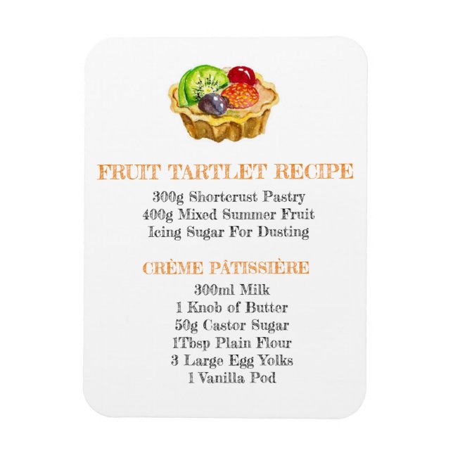 FRUKT TARTLET RECIPE FLEXIBLE FRIDGE MAGNET (Vertikal)