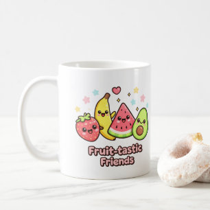 Frukt-tastiska Vänner – Sött Kawaii Frukt Design Kaffemugg