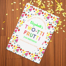 Frukt Two-tti Frutti 2-årsdag Tack Kort