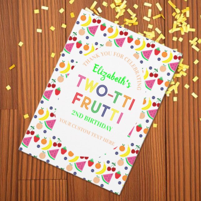 Frukt Two-tti Frutti 2-årsdag Tack Kort (Skapare uppladdad)