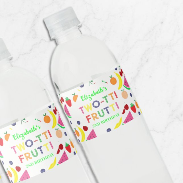 Frukt Two-tti Frutti 2-årsdag Vattenflaskor Etikett (Skapare uppladdad)