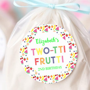 Frukt Two-tti Frutti 2-årsdagsklistermärke Runt Klistermärke