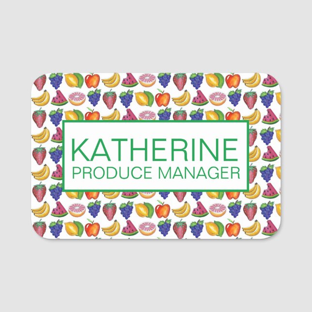 Frukt Watermelon Lemon Apple Banana Livsmedel Stor Namnbricka (Framsida)