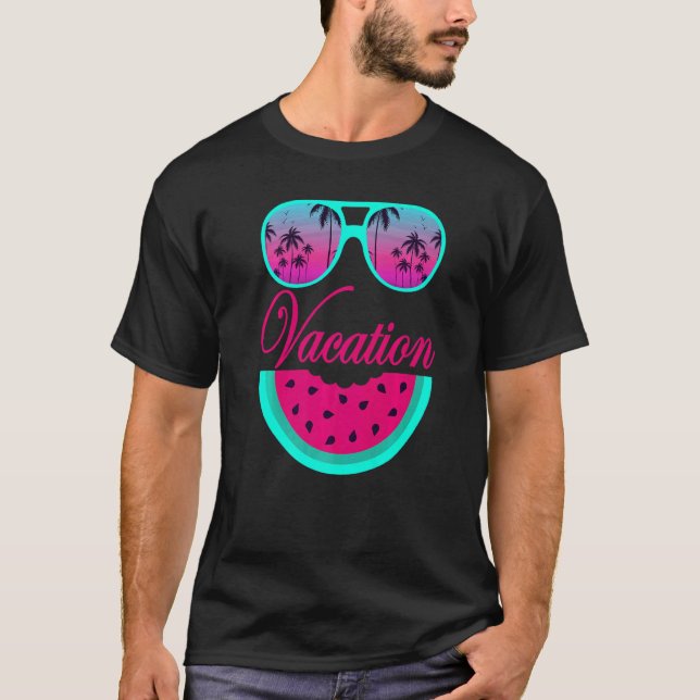 Frukt Watermelon Slice Sunglasses Melon Summer Vac T Shirt (Framsida)