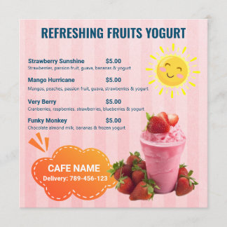 Frukt Yogurt Drinks Flat Menu Meny