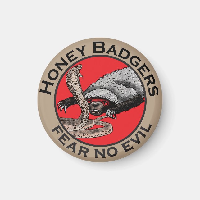 Frukta ej ondskan Badass Honungsgrävling Röd Djur  Magnet (Framsidan)