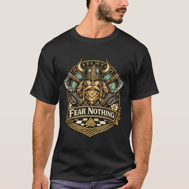 Frukta Inget Vintage Vikingkrigare T Shirt (Framsida)