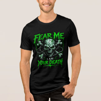 Frukta Mig – Jag Är Din Död | Gotisk Skalle Metal T Shirt