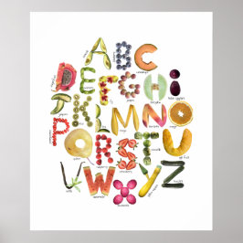 Fruktalfabet Kids ABC Nursey Food Theme Poster