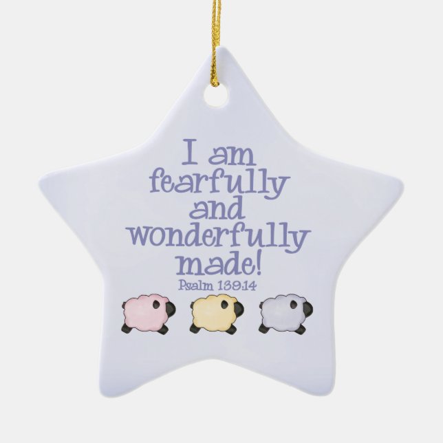 Fruktansvärt och underbart gjort - blått julgransprydnad keramik (Framsidan)