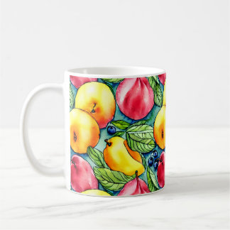 Fruktäppelpäron sommarvattenfärg mönster kaffemugg