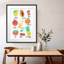 Fruktar Flash-kort Fruktig Roligt för koreanska sp Poster