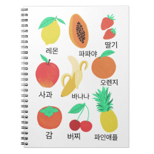 Fruktar Flash-kort Koreas Fruktiga Roligt Food Art Anteckningsbok