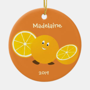 Fruktår för leende Orange Namn Julgransprydnad Keramik