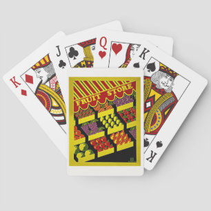 Fruktarkiv - Vintagen WPA Poster för ljusröd Gult Casinokort