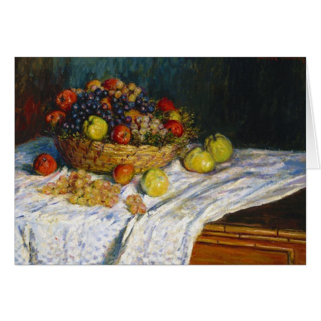 Fruktbasket med äpplen och druvor Claude Monet OBS Kort (Framsidan Horizontal)