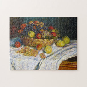 Fruktbasket med äpplen och druvor Claude Monet Pussel
