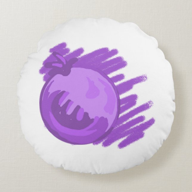 Fruktblåbär och Mönster Rund Kudde (Framsidan)