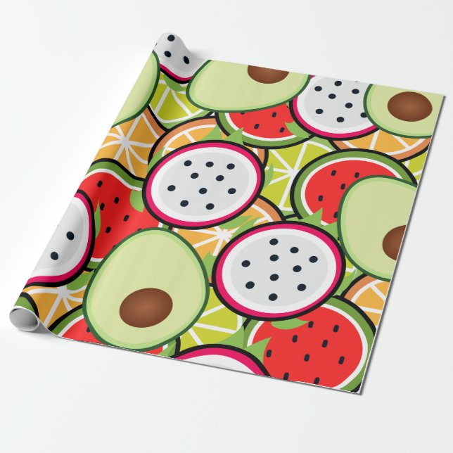 Fruktblandning Papper Presentpapper (Utrullad)