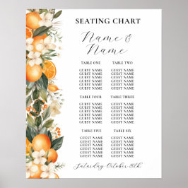 Fruktblommor Bord 6 Sittplan Bröllop Orange Poster