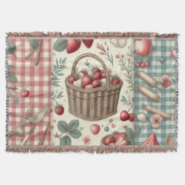 Fruktburk Gingham Kul Filt (Framsidan)