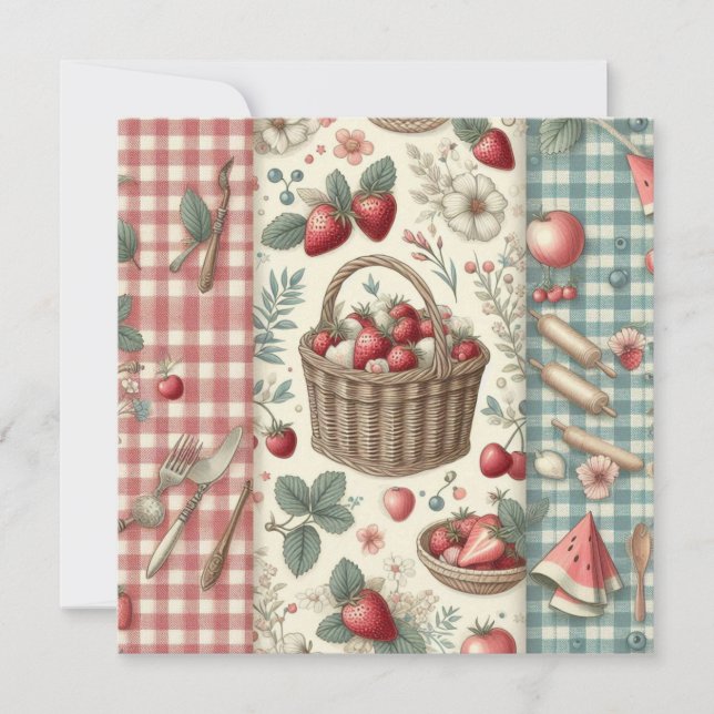 Fruktburk Gingham Kul Spara Datumet (Framsida)