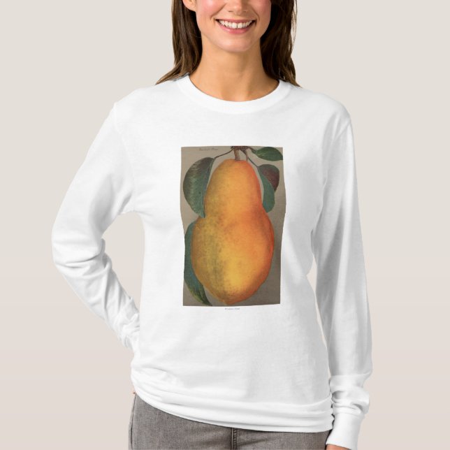 FruktChromo Lithograph av den Bartlett pearen Tee (Framsida)