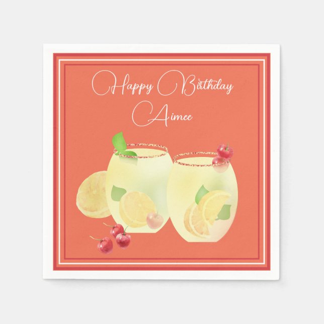Fruktcocktails Grattis på födelsedagen Pappersserv Pappersservett (Framsidan)