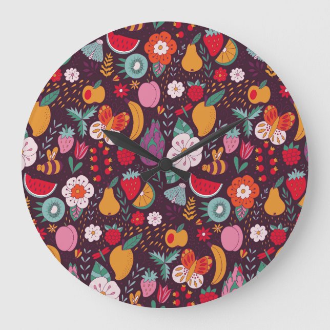 Fruktdoodlar, handdragen sommardekor. stor klocka (Framsida)