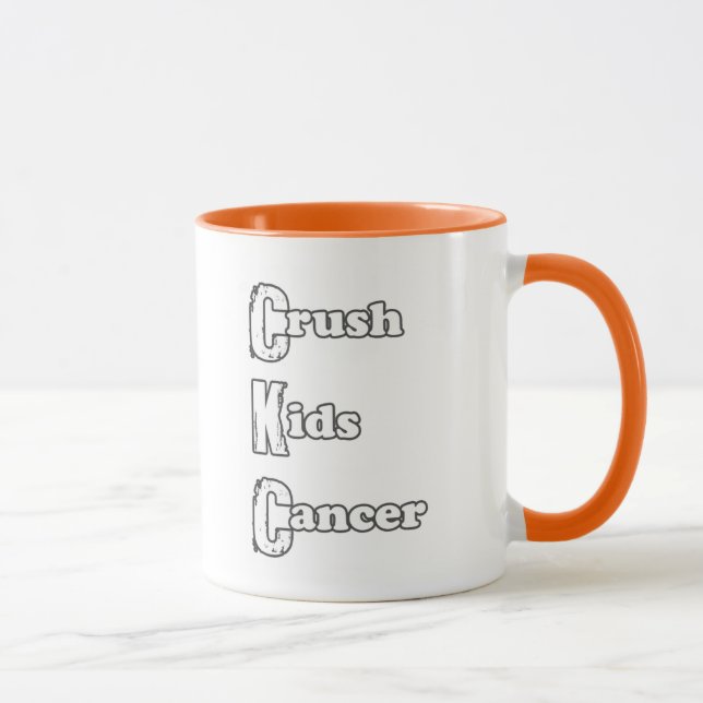 "Fruktdryckunge orange mugg för cancer" (Höger)