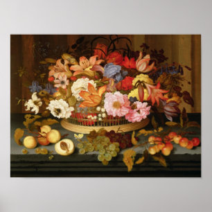 Fruktens och blommornas Basket Poster