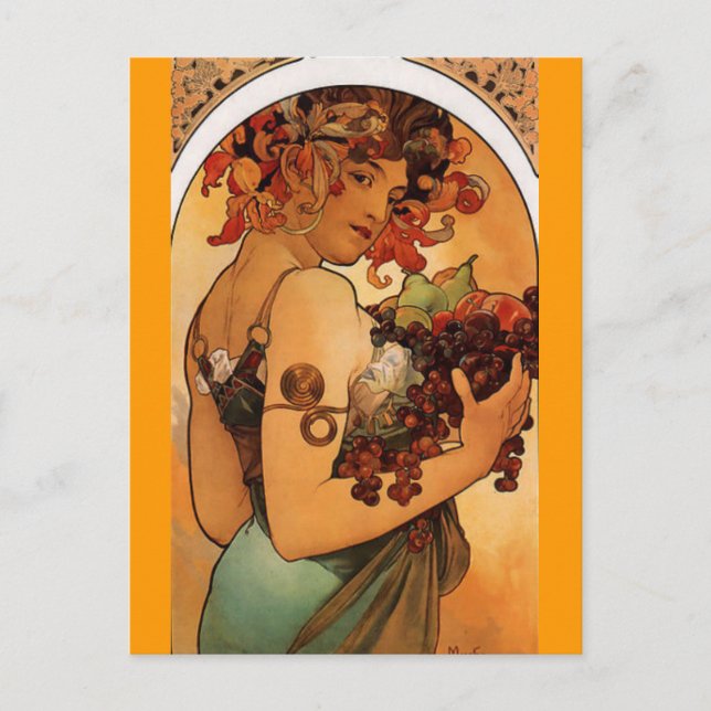 Frukter - Art nouveau - vykort (Framsida)