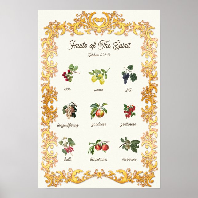 Frukter av Spirit Galatians Bible Verse Poster (Framsidan)