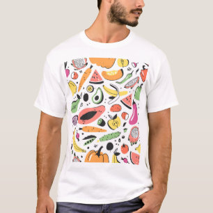 Frukter, grönsaker hand plockade mönster. t shirt