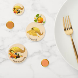 Frukter & guld på beige Thanksgiving-bordskonfetti