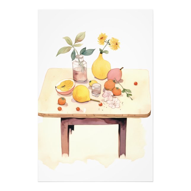 Frukter och Blommar som fortfarande lever med stor Fototryck (Framsidan)