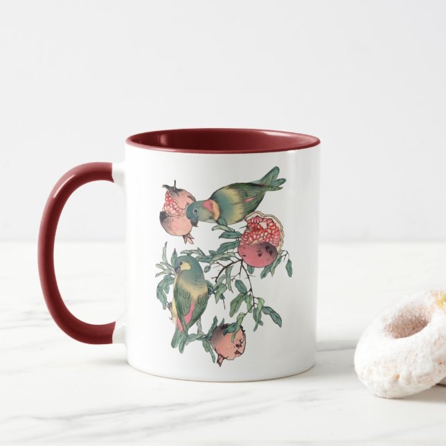 Frukter och fåglar av granatäpplen mugg (Med munk)