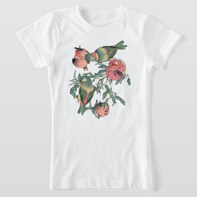 Frukter och fåglar av granatäpplen t shirt (Laydown)